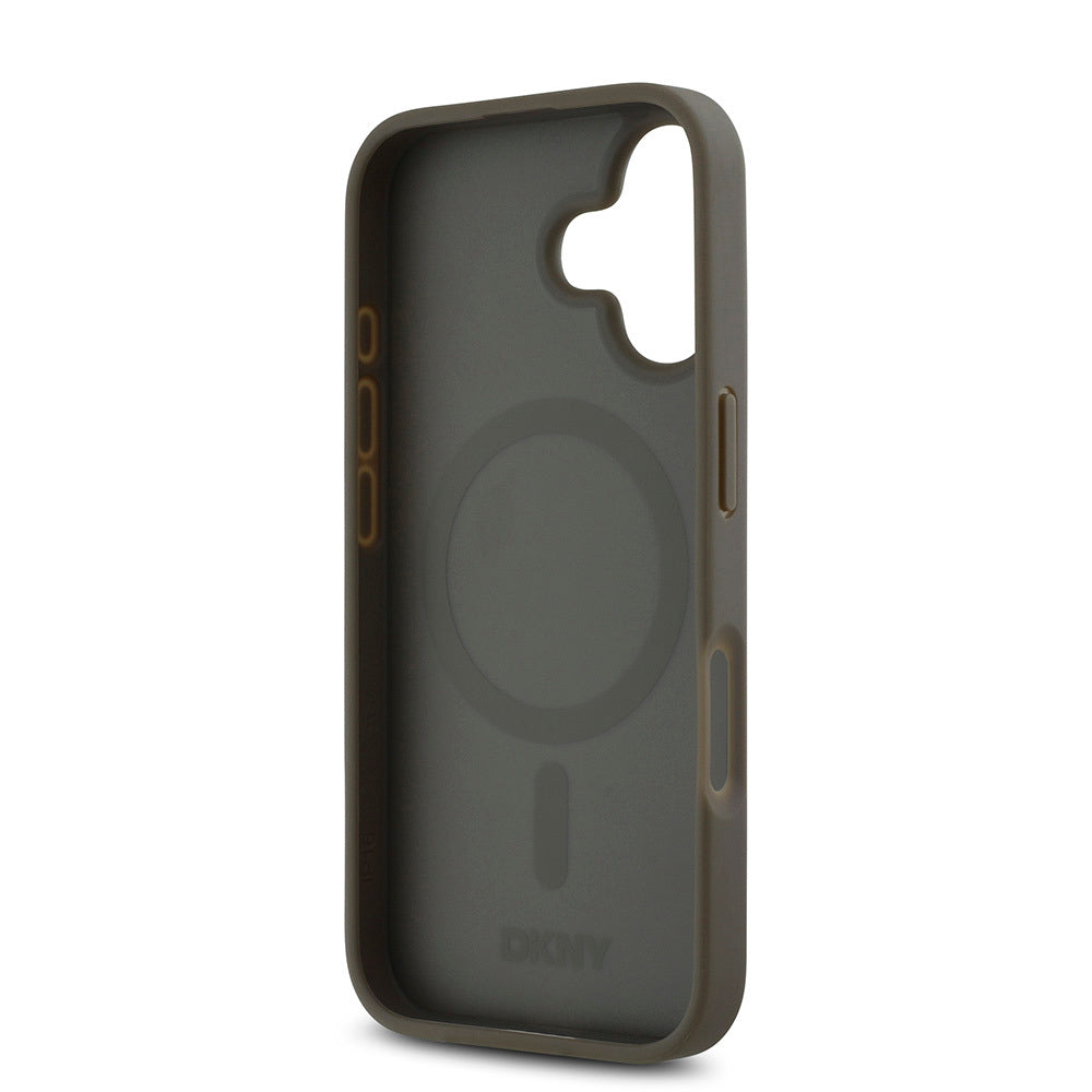 DKNY iPhone 16 Plus Orjinal Lisanslı M-safe Şarj Özellikli 3D Yazılı Repeat Pattern Kılıf