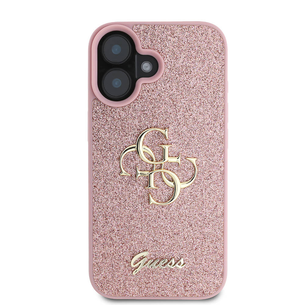 Guess iPhone 16 Plus Orjinal Lisanslı 4G Büyük Metal Logolu Glitter Telefon Kılıfı