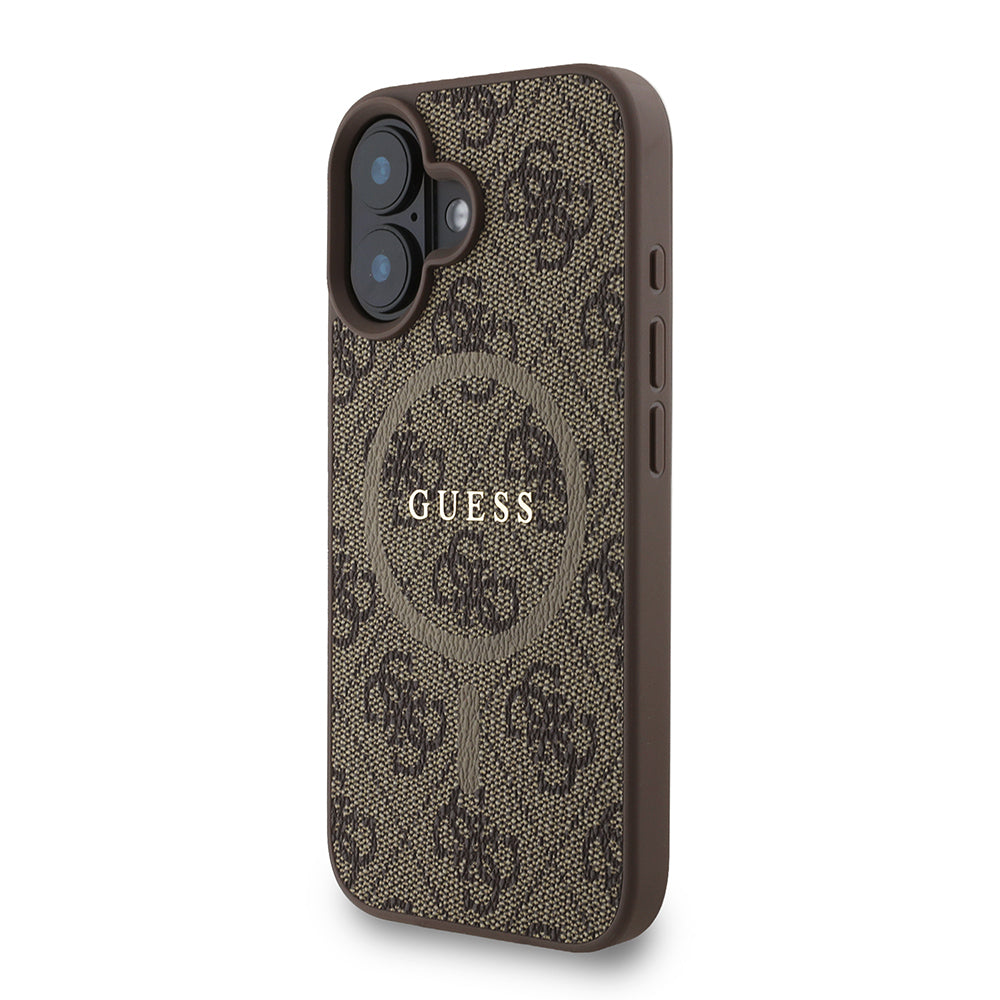 Guess iPhone 16 Plus Orjinal Lisanslı Magsafe PU Deri Bilek Askı İpli Yazı Logolu Telefon Kılıfı