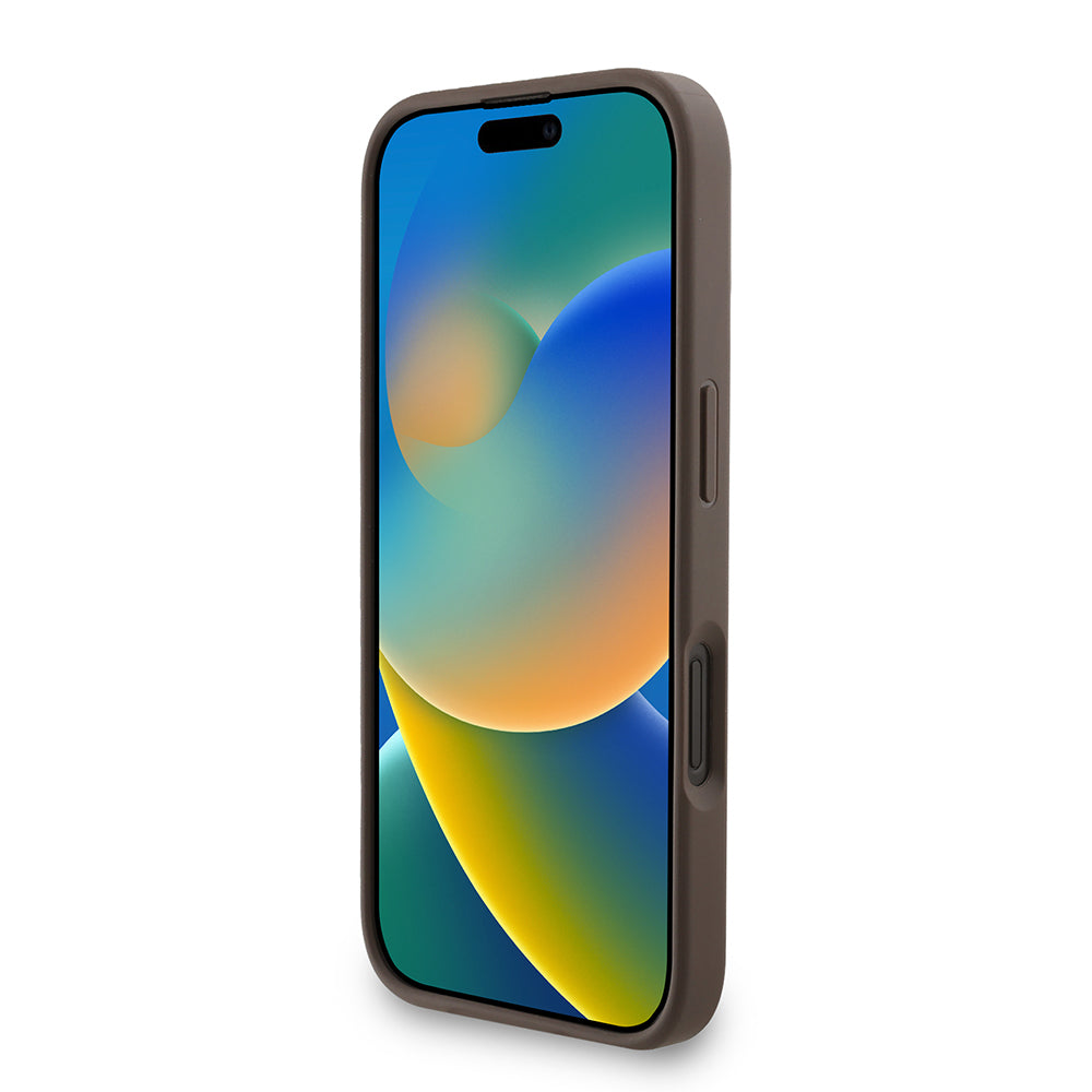 Guess iPhone 16 Plus Orjinal Lisanslı Magsafe PU Deri Bilek Askı İpli Yazı Logolu Telefon Kılıfı