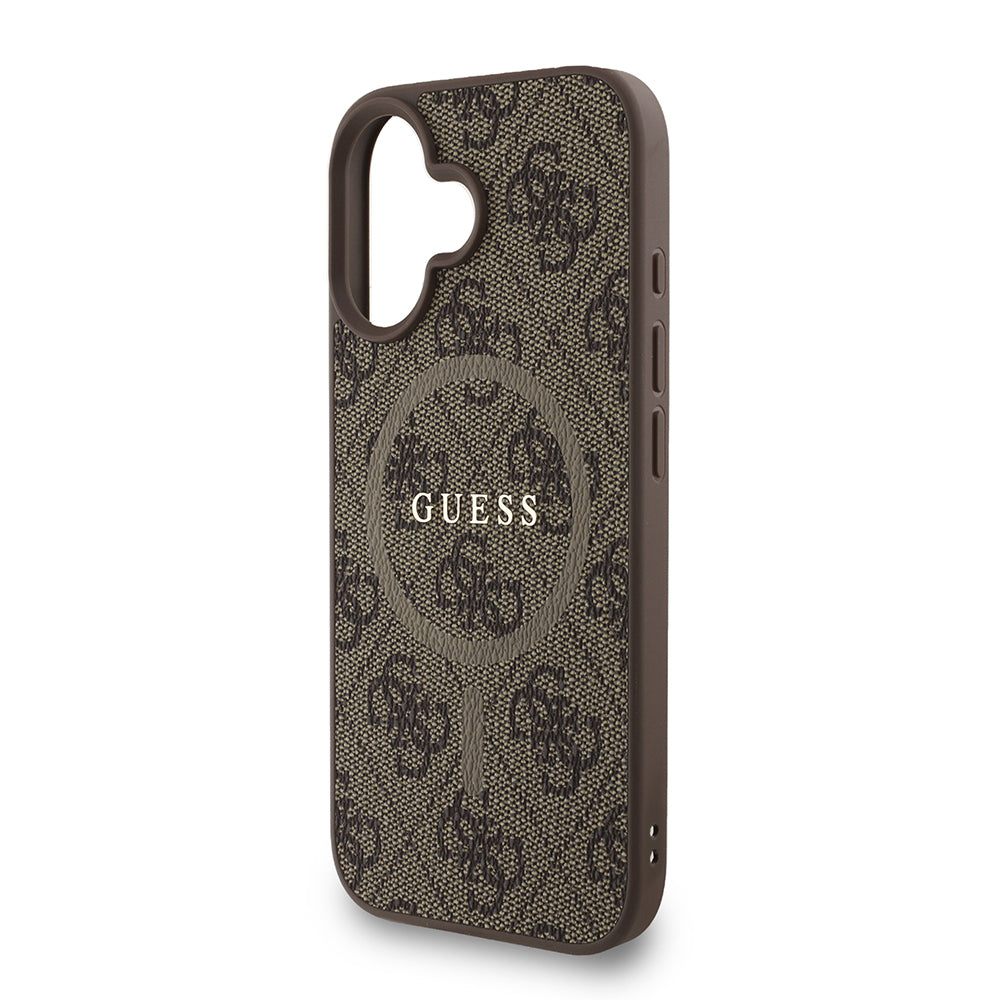 Guess iPhone 16 Plus Orjinal Lisanslı Magsafe PU Deri Bilek Askı İpli Yazı Logolu Telefon Kılıfı