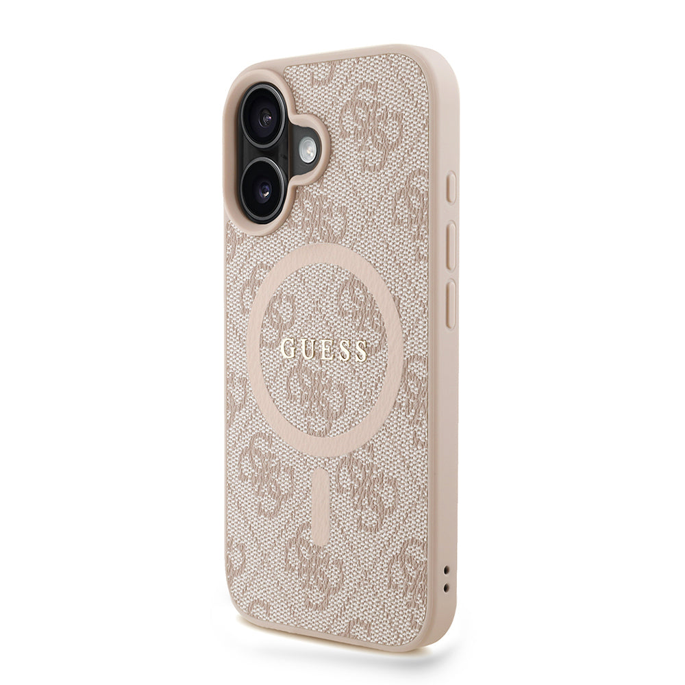 Guess iPhone 16 Plus Orjinal Lisanslı Magsafe PU Deri Bilek Askı İpli Yazı Logolu Telefon Kılıfı