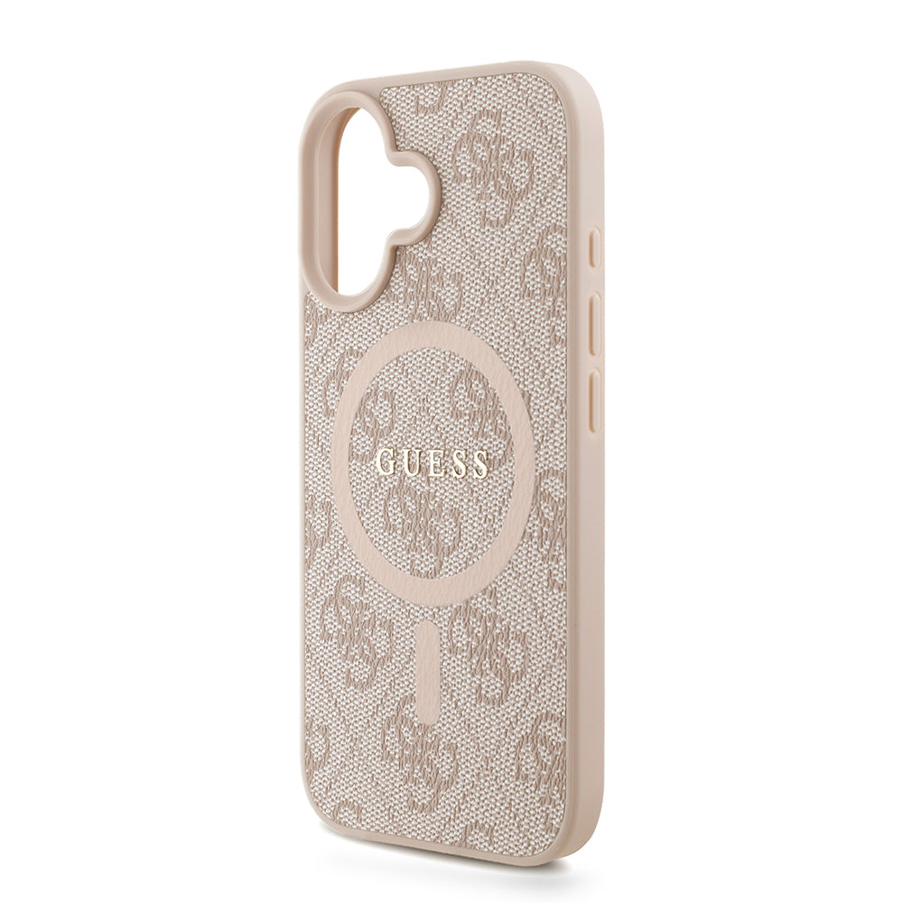 Guess iPhone 16 Plus Orjinal Lisanslı Magsafe PU Deri Bilek Askı İpli Yazı Logolu Telefon Kılıfı