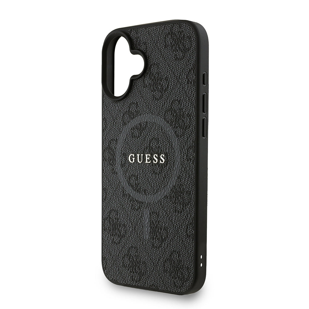 Guess iPhone 16 Plus Orjinal Lisanslı Magsafe PU Deri Bilek Askı İpli Yazı Logolu Telefon Kılıfı