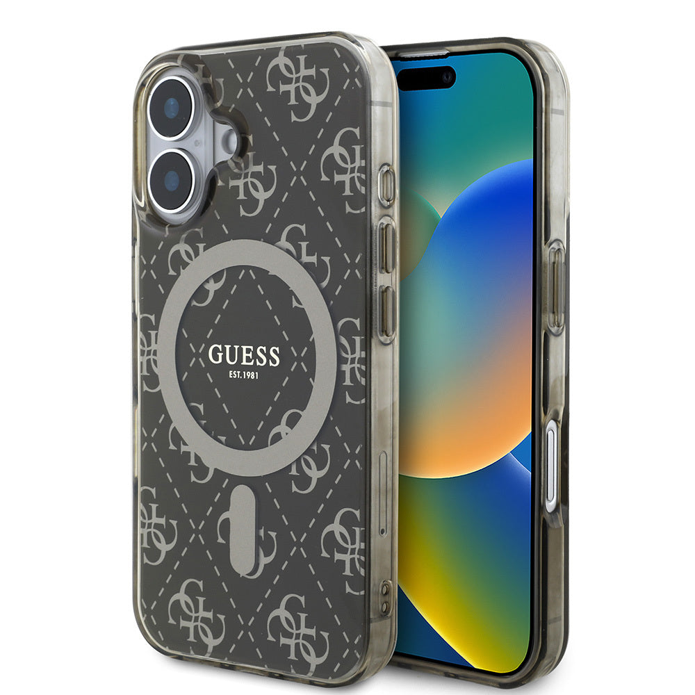 Guess iPhone 16 Plus Orjinal Lisanslı Magsafe Şarj Özellikli IML Baskılı Klasik Logolu 4G Desenli Telefon Kılıfı-1