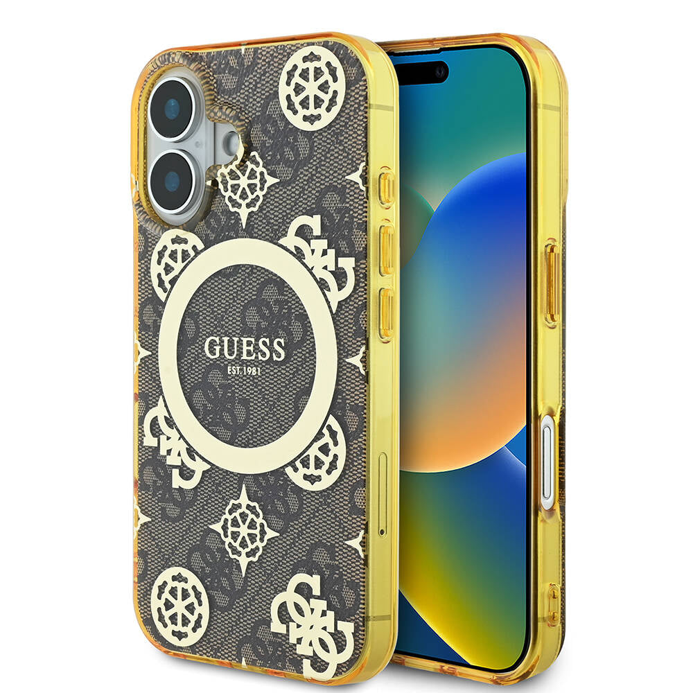 Guess iPhone 16 Plus Orjinal Lisanslı Magsafe Şarj Özellikli 4G Desenli IML Yazı Logolu Peony Telefon Kılıfı - 1