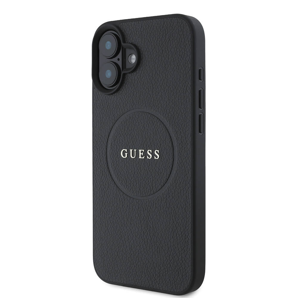 Guess iPhone 16 Plus Orjinal Lisanslı Magsafe Şarj Özellikli Yazı Logolu Grained Telefon Kılıfı