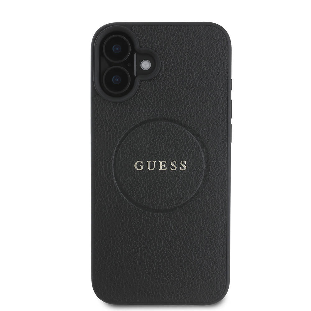 Guess iPhone 16 Plus Orjinal Lisanslı Magsafe Şarj Özellikli Yazı Logolu Grained Telefon Kılıfı