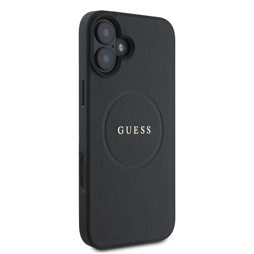 Guess iPhone 16 Plus Orjinal Lisanslı Magsafe Şarj Özellikli Yazı Logolu Grained Telefon Kılıfı