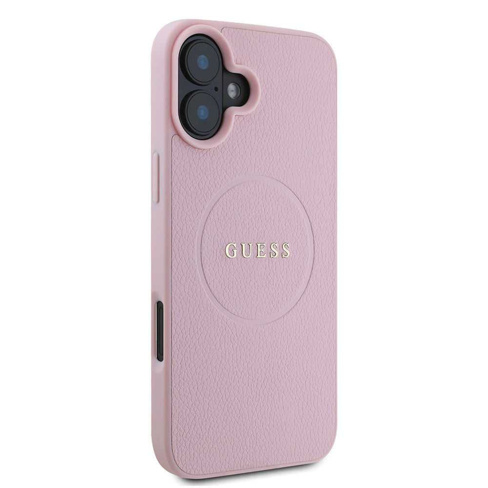 Guess iPhone 16 Plus Orjinal Lisanslı Magsafe Şarj Özellikli Yazı Logolu Grained Telefon Kılıfı