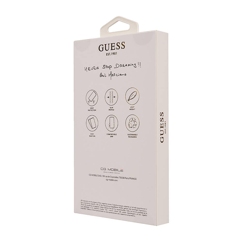 Guess iPhone 16 Plus Orjinal Lisanslı Magsafe Şarj Özellikli 4G Desenli Yazı Logolu Peony Telefon Kılıfı