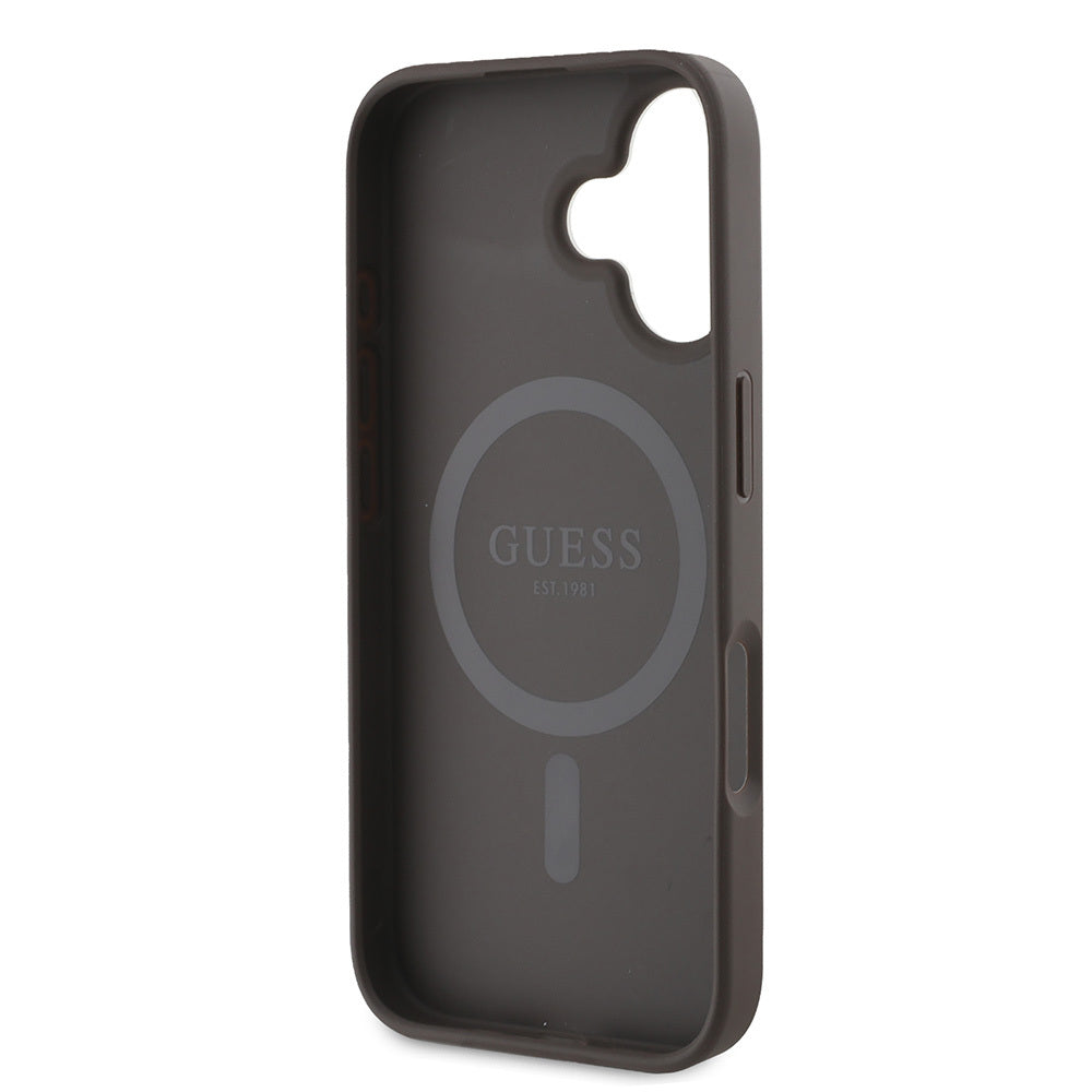 Guess iPhone 16 Plus Orjinal Lisanslı Magsafe Şarj Özellikli 4G Desenli Yazı Logolu Peony Telefon Kılıfı