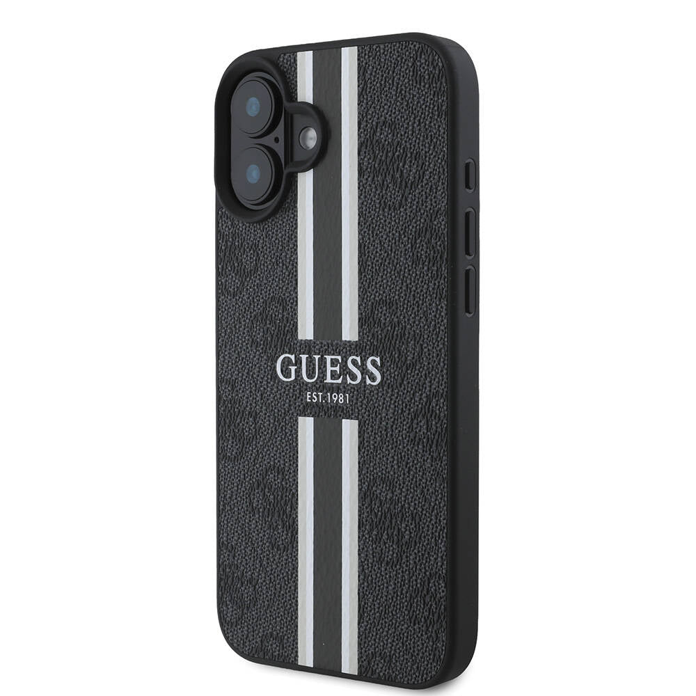 Guess iPhone 16 Plus Orjinal Lisanslı Magsafe Şarj Özellikli 4G Şerit Tasarımlı Printed Telefon Kılıfı