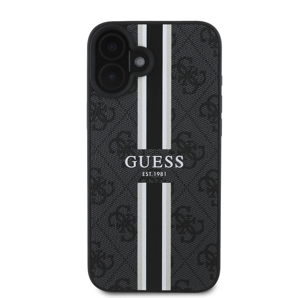 Guess iPhone 16 Plus Orjinal Lisanslı Magsafe Şarj Özellikli 4G Şerit Tasarımlı Printed Telefon Kılıfı