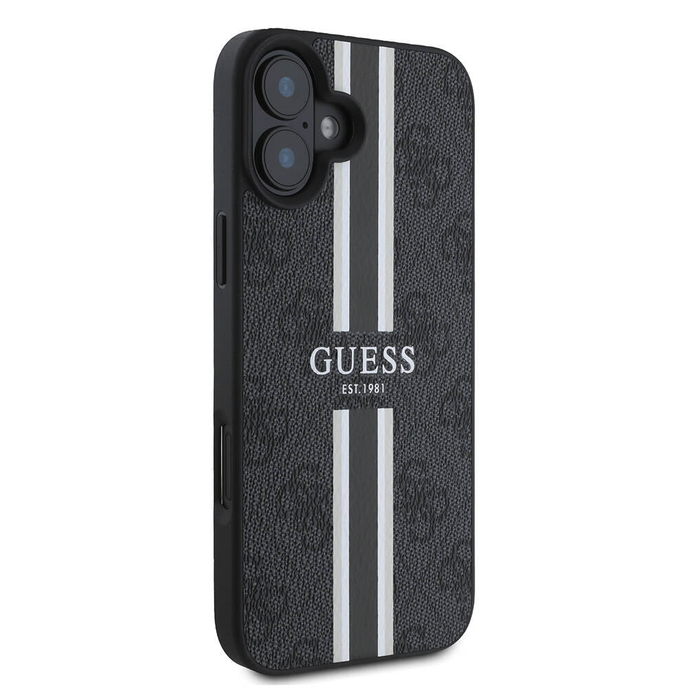 Guess iPhone 16 Plus Orjinal Lisanslı Magsafe Şarj Özellikli 4G Şerit Tasarımlı Printed Telefon Kılıfı