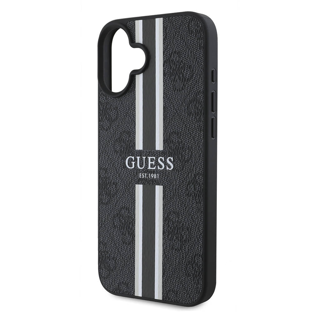 Guess iPhone 16 Plus Orjinal Lisanslı Magsafe Şarj Özellikli 4G Şerit Tasarımlı Printed Telefon Kılıfı