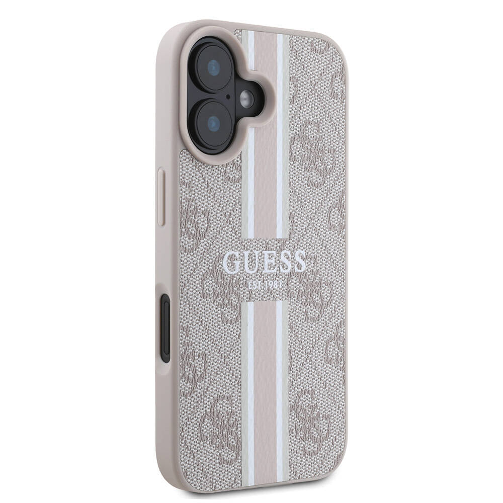 Guess iPhone 16 Plus Orjinal Lisanslı Magsafe Şarj Özellikli 4G Şerit Tasarımlı Printed Telefon Kılıfı