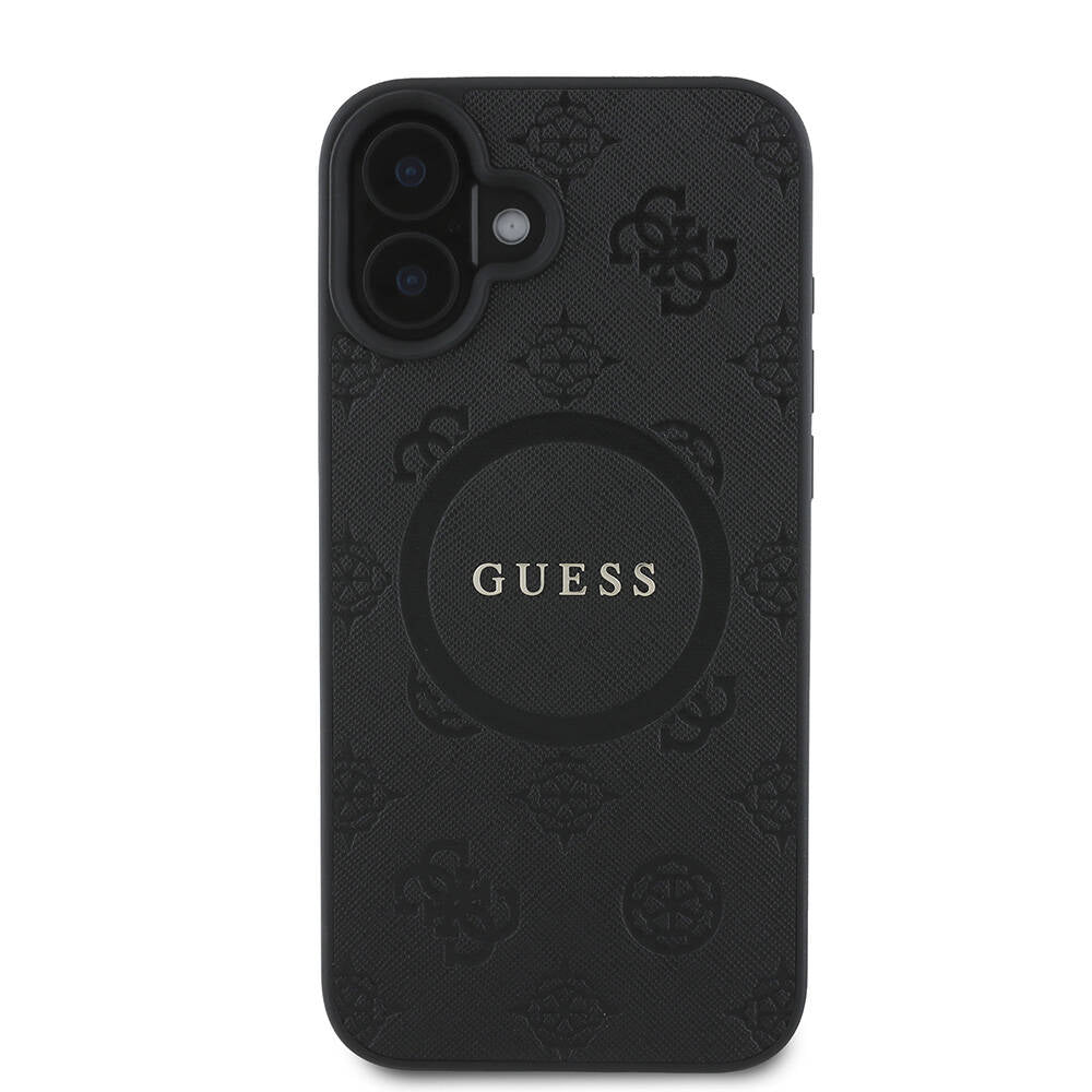 Guess iPhone 16 Plus Orjinal Lisanslı Magsafe Şarj Özellikli Yazı Logolu Saffiano Peony Telefon Kılıfı