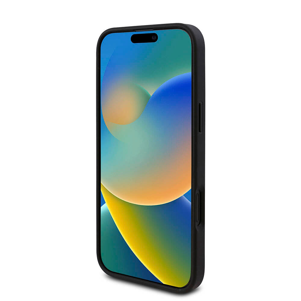Guess iPhone 16 Plus Orjinal Lisanslı PU Deri 4G Desenli Üçgen Logolu Kılıf