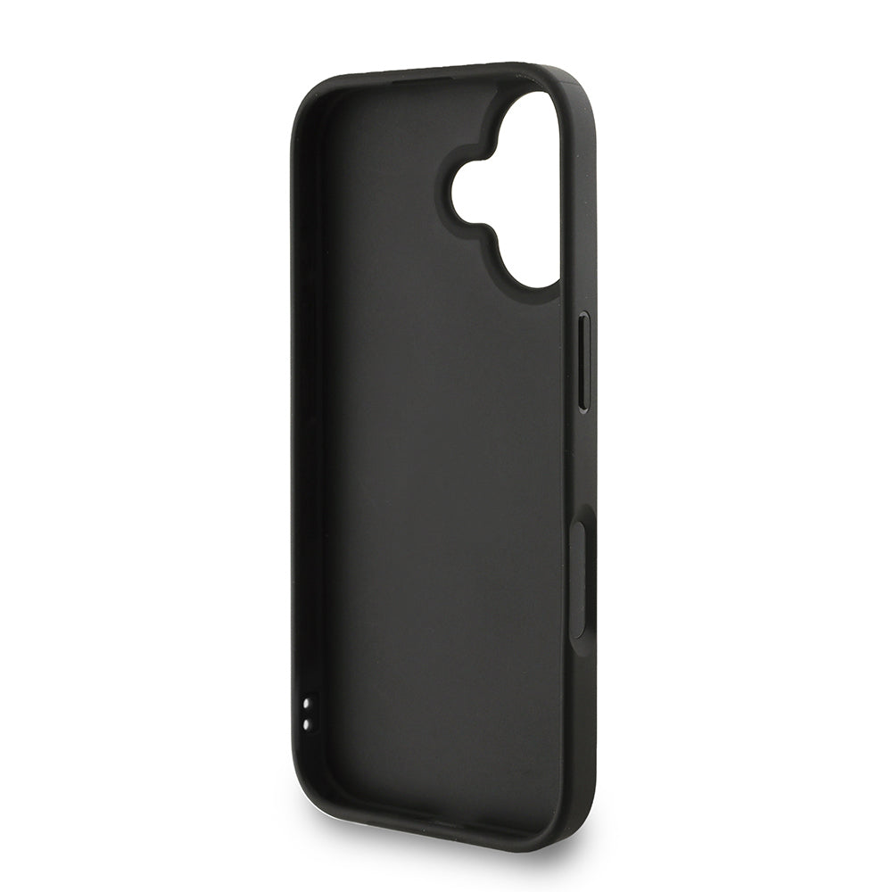 Guess iPhone 16 Plus Orjinal Lisanslı PU Deri Bilek Askı İpli Metal Büyük 4G ve Yazı Logolu Kılıf