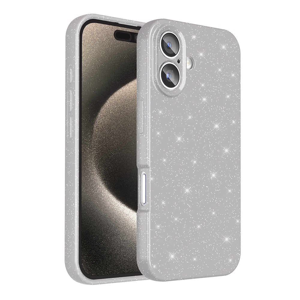 Cepax iPhone 16 Plus Kamera Korumalı Simli Lüks Koton Kılıf