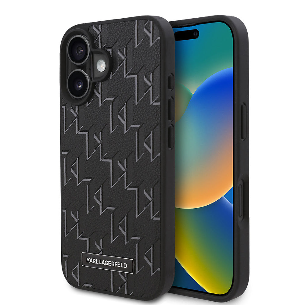 Karl Lagerfeld iPhone 16 Plus Orjinal Lisanslı Magsafe Şarj Özellikli KL Yazılı Hot Stamp Telefon Kılıfı-1