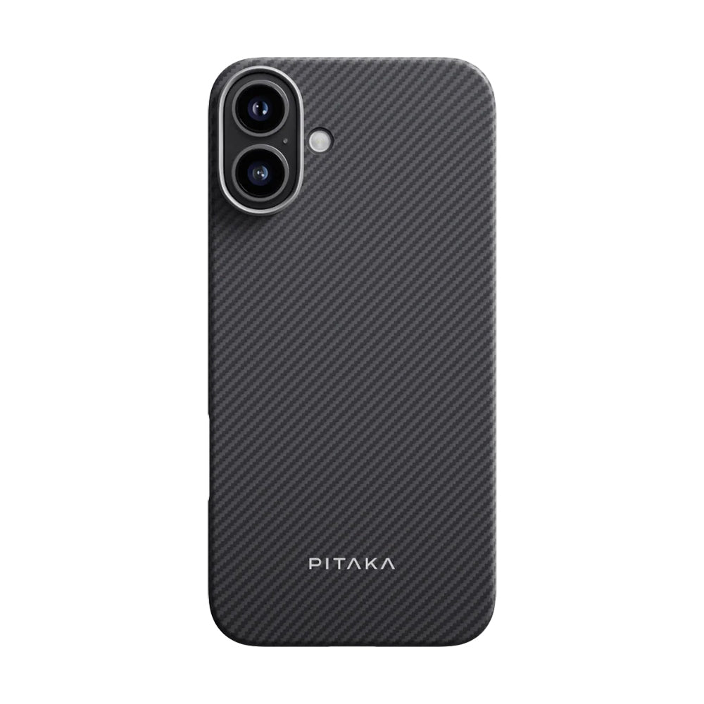 Pitaka Ultra-Slim Classic Serisi iPhone 16 Plus M-safe Şarj Özellikli 600D Aramid Fiber Black-Grey Twill Kılıf