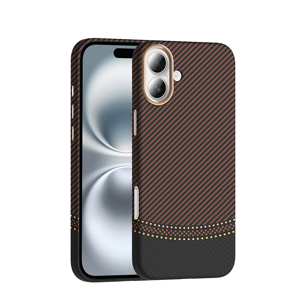 Cepax iPhone 16 Plus M-safe Şarj Özellikli Karbon Fiber Görünümlü Gros Kılıf