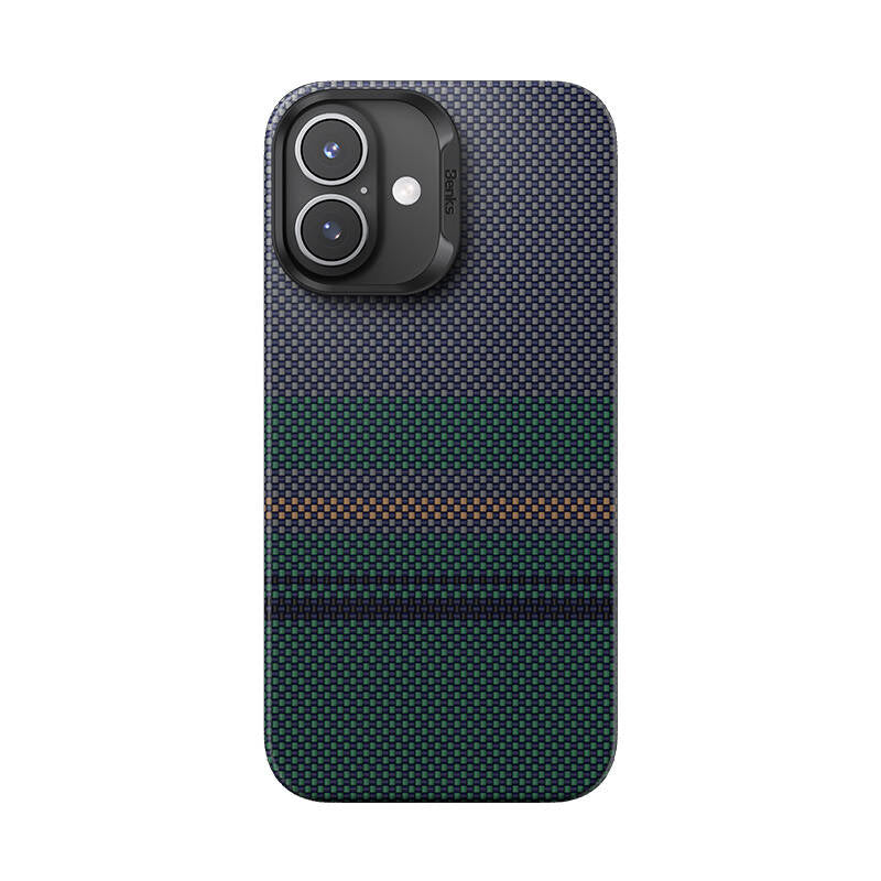 iPhone 16 Plus Kılıf M-safe Şarj Özellikli Karbon Fiber Tasarımlı Benks Aurora ArmorAir Kevlar Kılıf