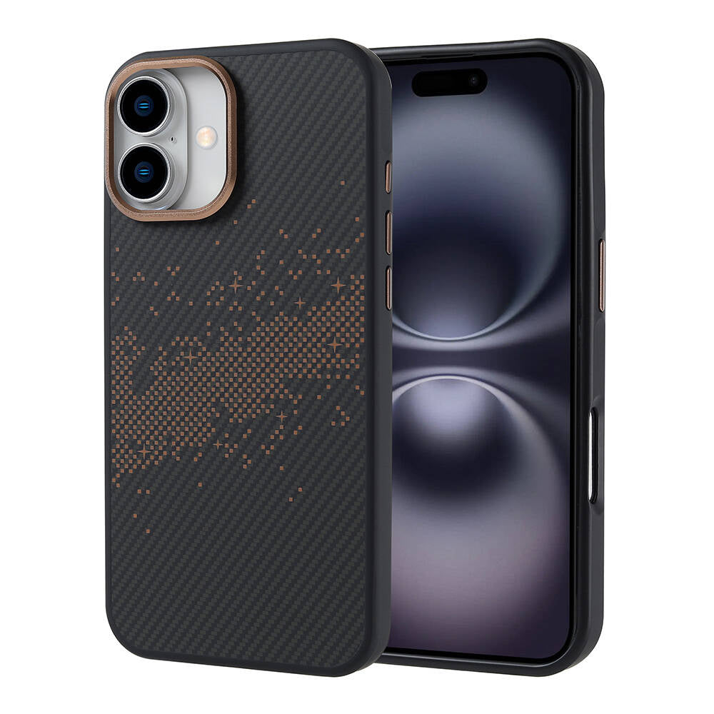 Cepax iPhone 16 Plus M-safe Şarj Özellikli Karbon Fiber Tasarımlı Vave Kılıf