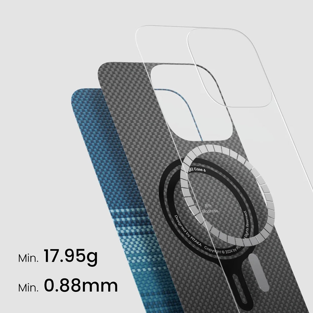 Pitaka Tactile Woven Sunset-Moonrise Serisi iPhone 16 Plus M-safe Şarj Özellikli Aramid Fiber Moonrise Kılıf