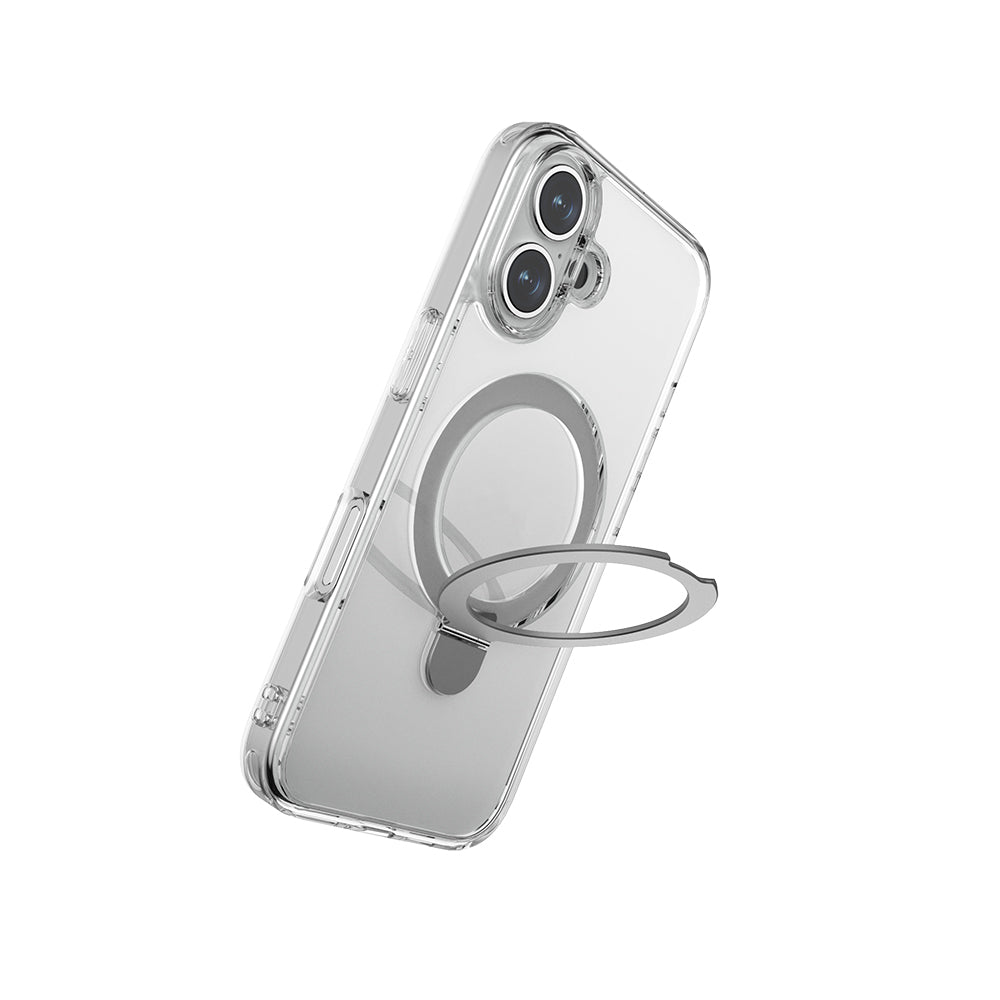 Raptic Air Stand Serisi iPhone 16 Plus Kılıf M-safe Şarj Özellikli Buzlu Transparan Tasarımlı Standlı Kılıf