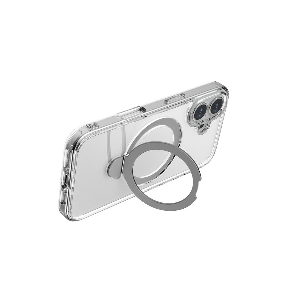 Raptic Air Stand Serisi iPhone 16 Plus Kılıf M-safe Şarj Özellikli Buzlu Transparan Tasarımlı Standlı Kılıf