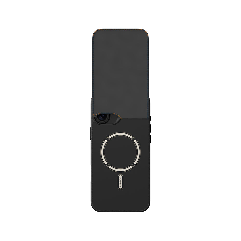 Raptic Slim Wallet Serisi iPhone 16 Plus Kılıf M-safe Şarj Özellikli Deri Görünümlü Kartlıklı Standlı Kılıf