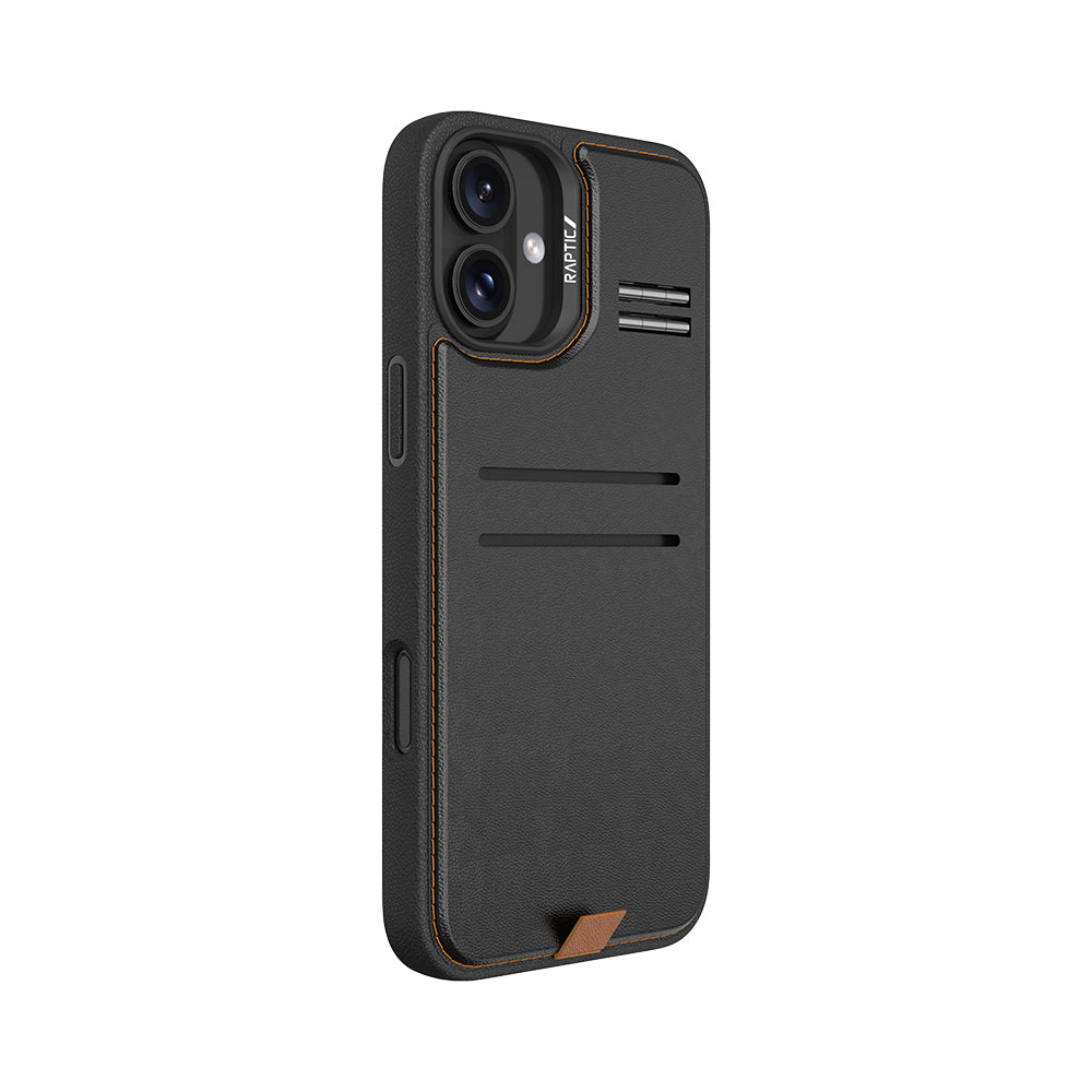 Raptic Slim Wallet Serisi iPhone 16 Plus Kılıf M-safe Şarj Özellikli Deri Görünümlü Kartlıklı Standlı Kılıf