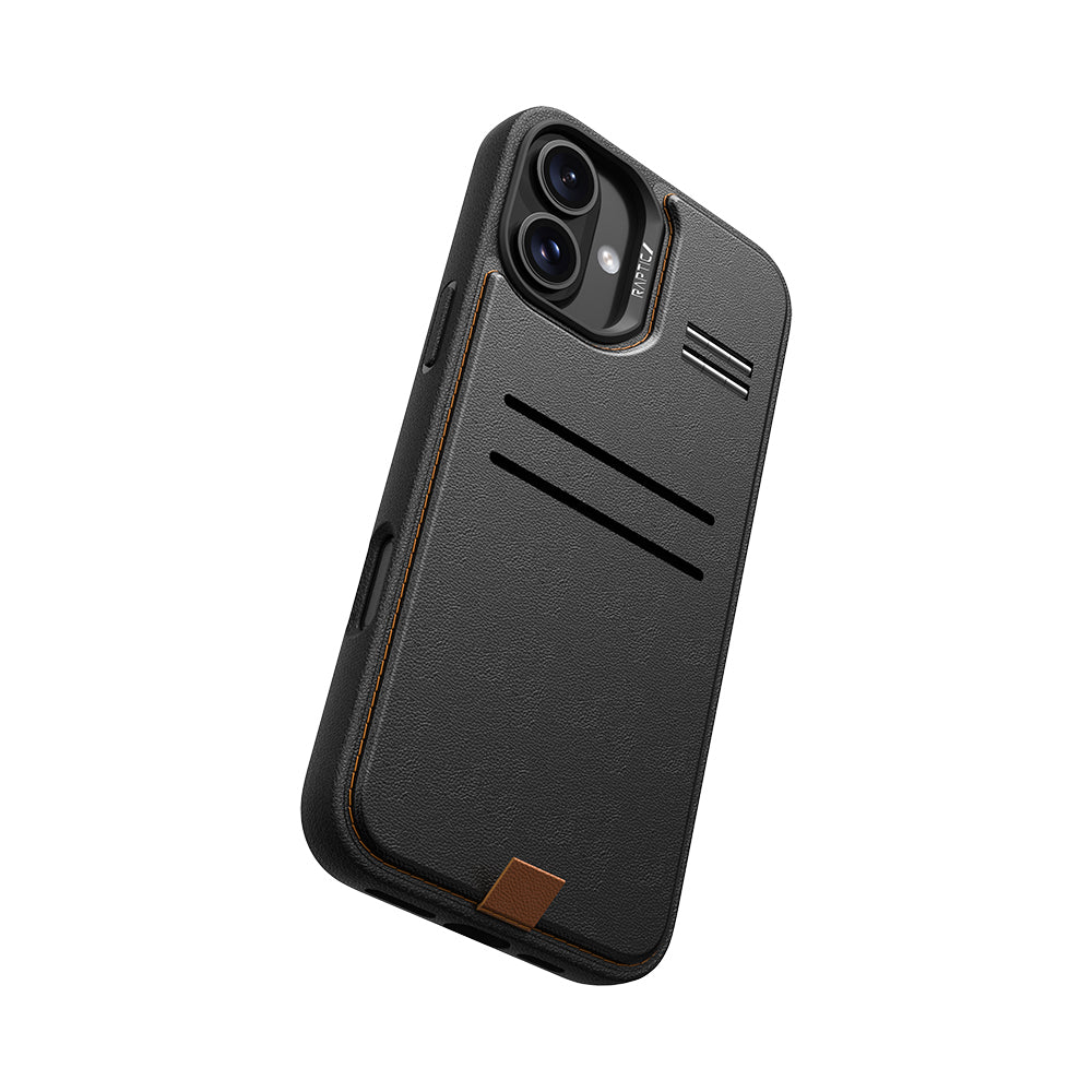 Raptic Slim Wallet Serisi iPhone 16 Plus Kılıf M-safe Şarj Özellikli Deri Görünümlü Kartlıklı Standlı Kılıf