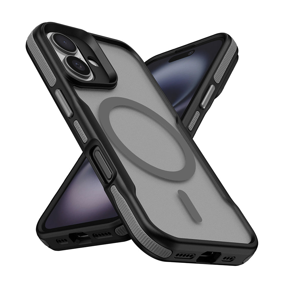 Cepax iPhone 16 Plus M-safe Şarj Özellikli Renkli Kenar Airbag Şeritli Lamer Kılıf