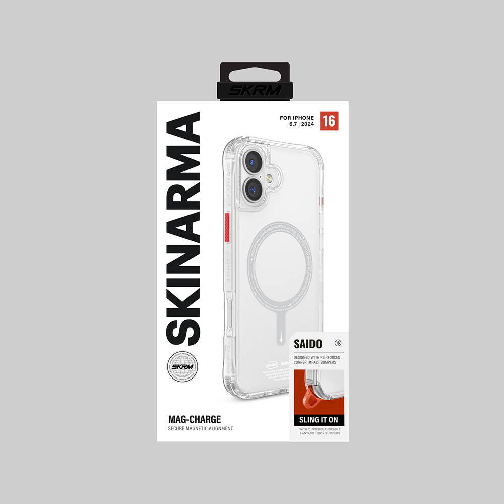 Skinarma Saido iPhone 16 Plus M-safe Şarj Özellikli Şeffaf Airbag Tasarımlı Kılıf