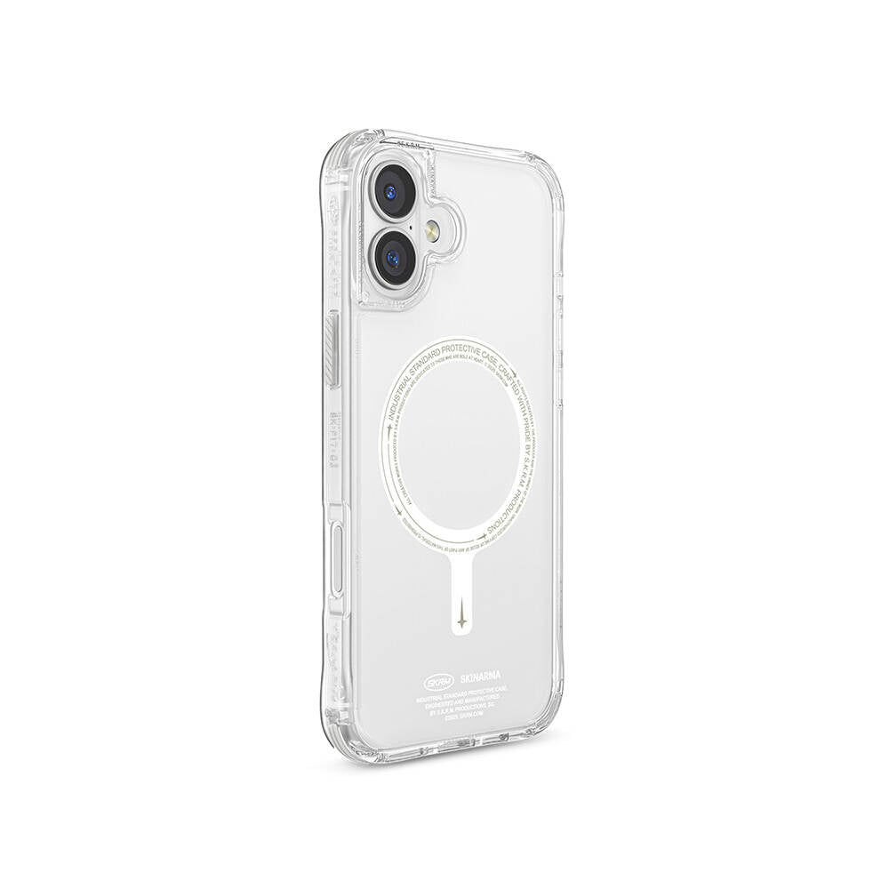 Skinarma Saido Nightglow iPhone 16 Plus M-safe Şarj Özellikli Şeffaf Airbag Tasarımlı Kılıf