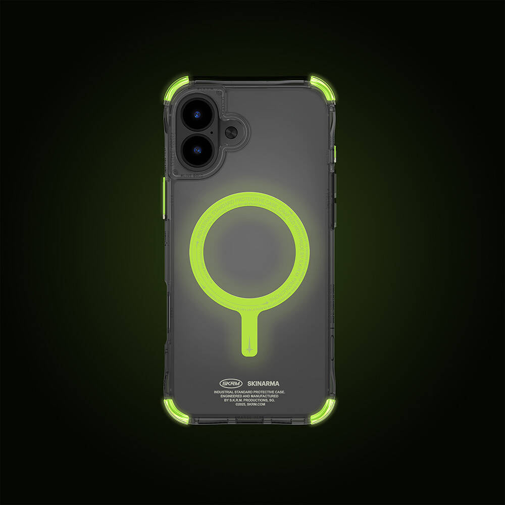 Skinarma Saido Nightglow iPhone 16 Plus M-safe Şarj Özellikli Şeffaf Airbag Tasarımlı Kılıf