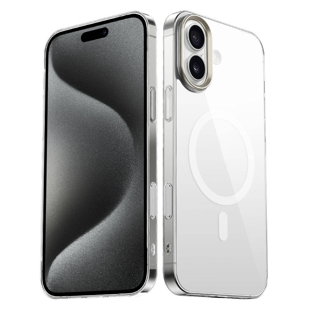 Cepax iPhone 16 Plus M-safe Şarj Özellikli Şeffaf Cam Arka Yüzey G-Glass Kılıf