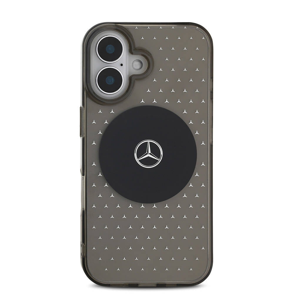 Mercedes Benz iPhone 16 Plus Orjinal Lisanslı M-safe Şarj Özellikli Yıldız Desenli Transparan Kılıf