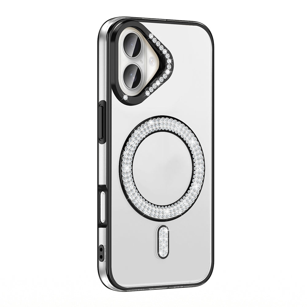 Cepax iPhone 16 Plus Pırlanta Taş Tasarımlı M-safe Şarj Özellikli Karetta Silikon Kılıf