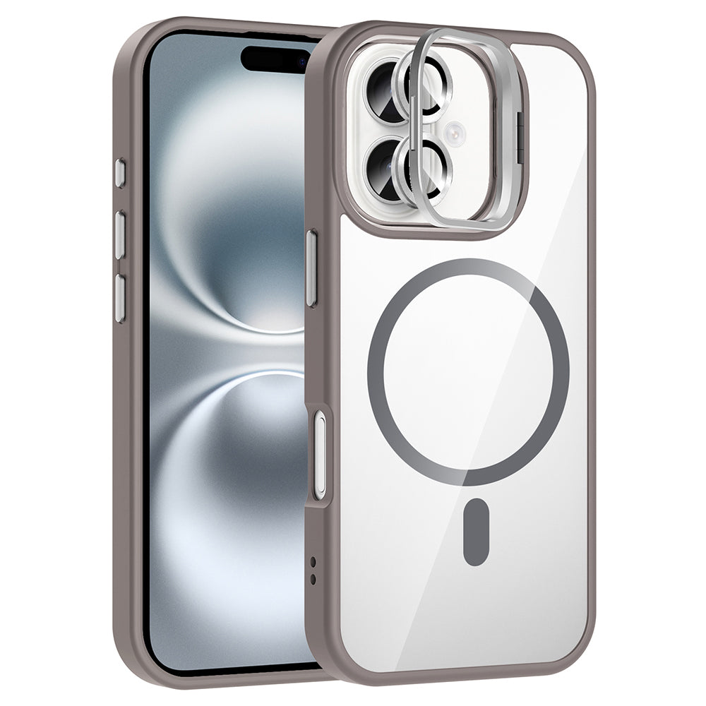 Cepax iPhone 16 Plus Standlı ve Kamera Lens Hediyeli M-Safe Şarj Özellikli Etro Kılıf