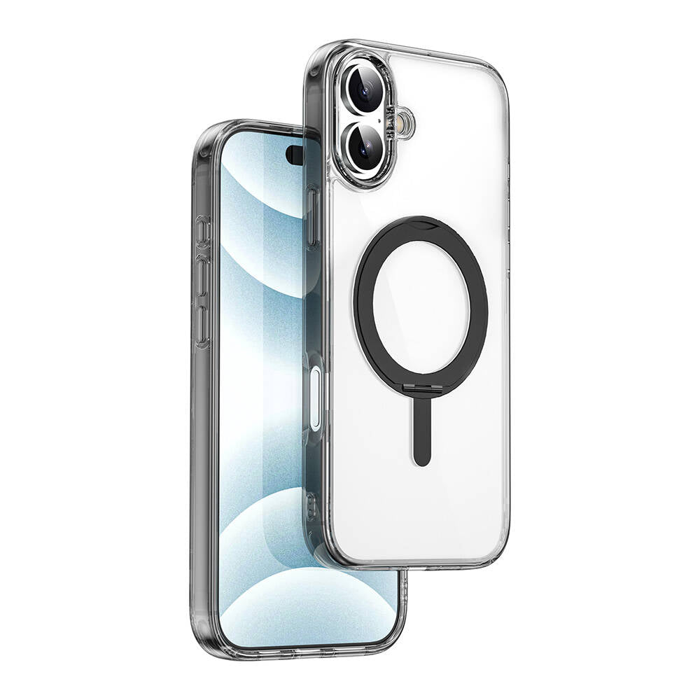 Wiwu MCC-201 iShield Ultra Serisi iPhone 16 Plus M-safe Şarj Özellikli Standlı Crystal Sert PC Kılıf