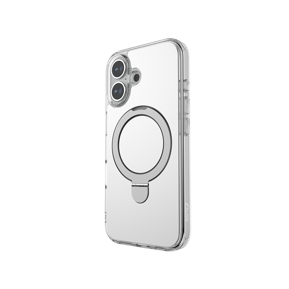 Raptic Air Stand Serisi iPhone 16 Plus M-safe Şarj Özellikli Aynalı Arka Yüzey Standlı Kılıf