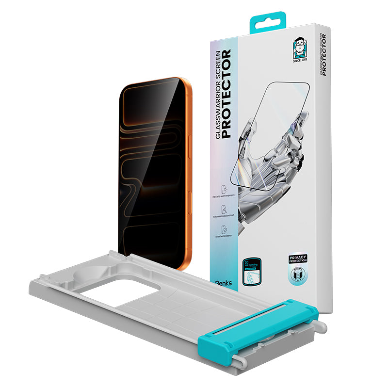 iPhone 16 Pro Benks Glass Warrior 2.0 EZFita Privacy Hayalet Cam Ekran Koruyucu + Kolay Uygulama Aparatı