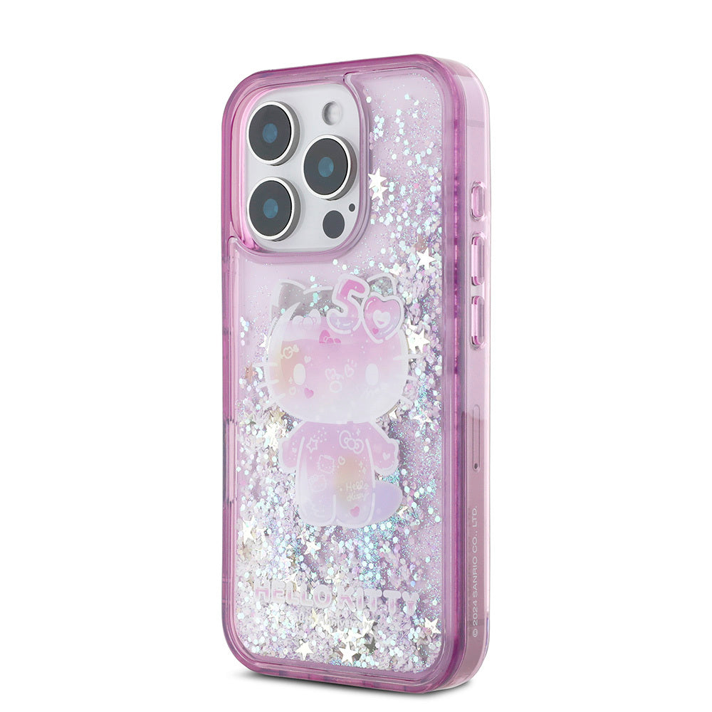 Hello Kitty iPhone 16 Pro Case Original Licensed Liquid Silvery 50th Anniversary Party Cover