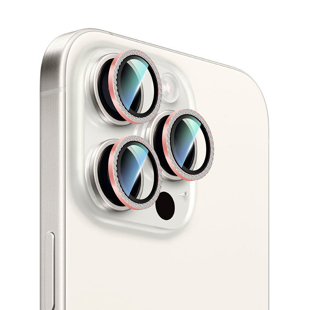 CaseWorld Alloy Sparkling Diamond Serisi iPhone 16 Pro Taşlı Lens Koruyucu