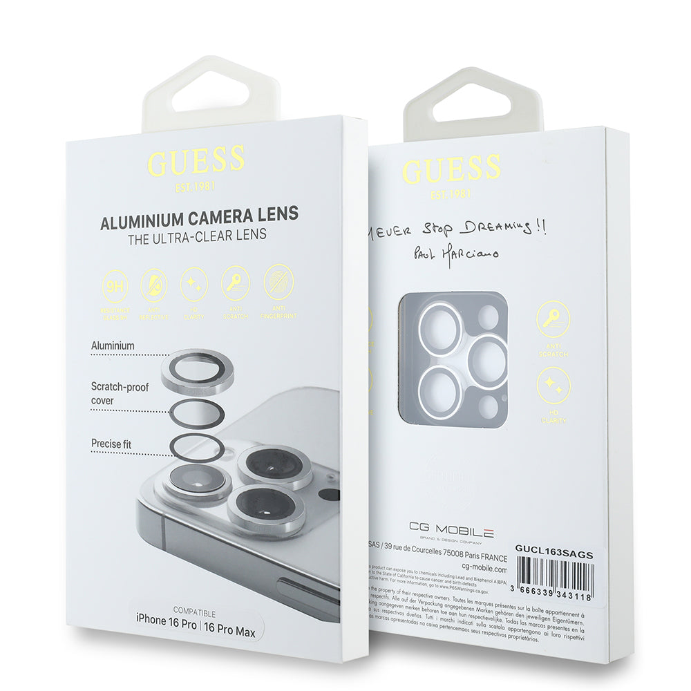 Guess iPhone 16 Pro Orjinal Lisanslı Metal Kamera Lens Koruyucu